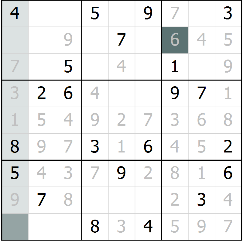 Position des candidats pour la solution de la Gr 50 page 53 du magazine de sudoku Extrême n° 042