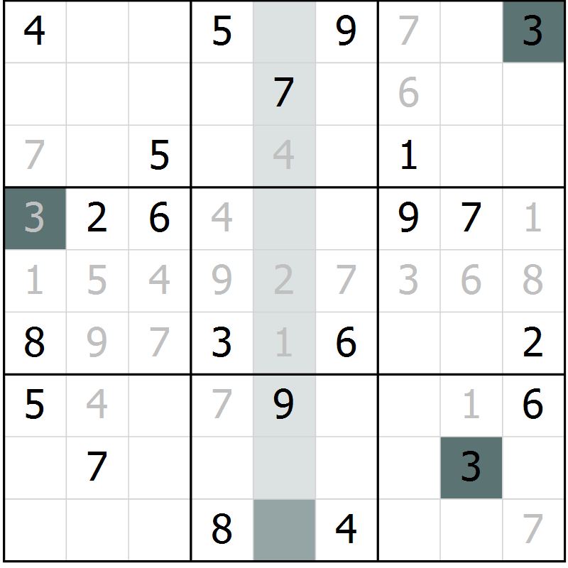 Position des candidats pour la solution de la Gr 50 page 53 du magazine de sudoku Extrême n° 042