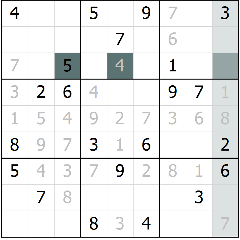 Position des candidats pour la solution de la Gr 50 page 53 du magazine de sudoku Extrême n° 042