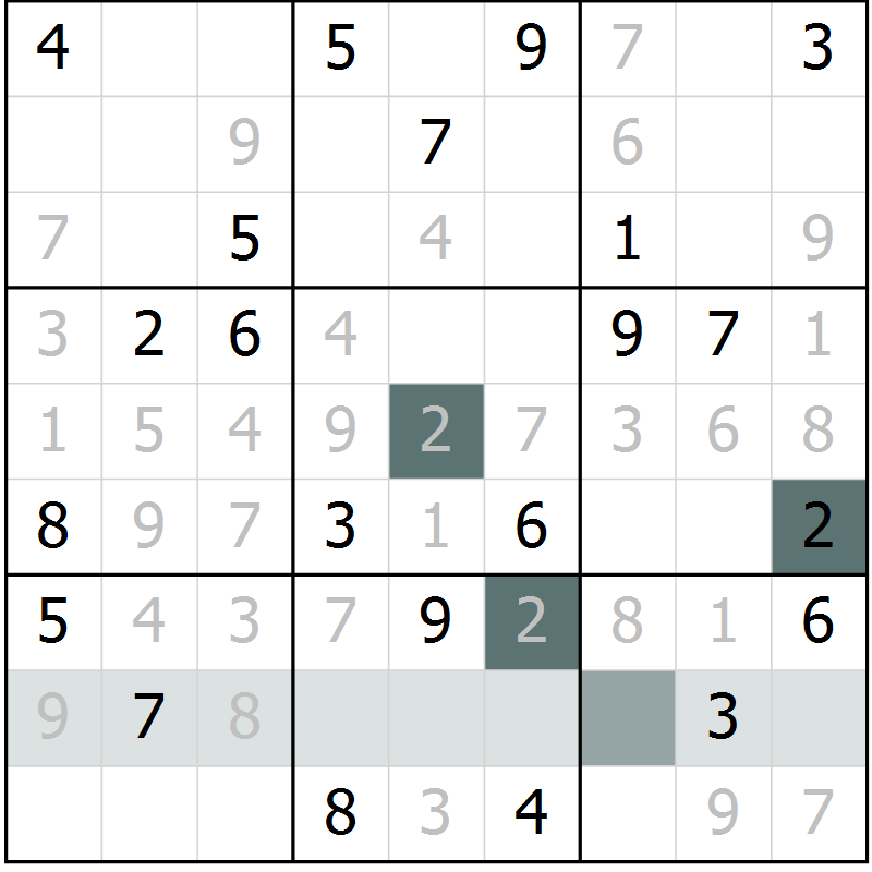 Position des candidats pour la solution de la Gr 50 page 53 du magazine de sudoku Extrême n° 042