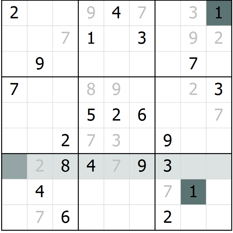 Position des candidats pour la solution de la Gr 51 page 54 du magazine de sudoku Extrême n° 042