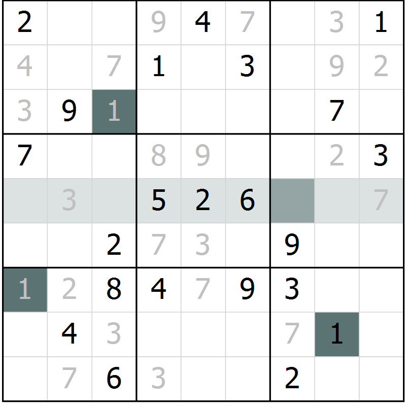 Position des candidats pour la solution de la Gr 51 page 54 du magazine de sudoku Extrême n° 042