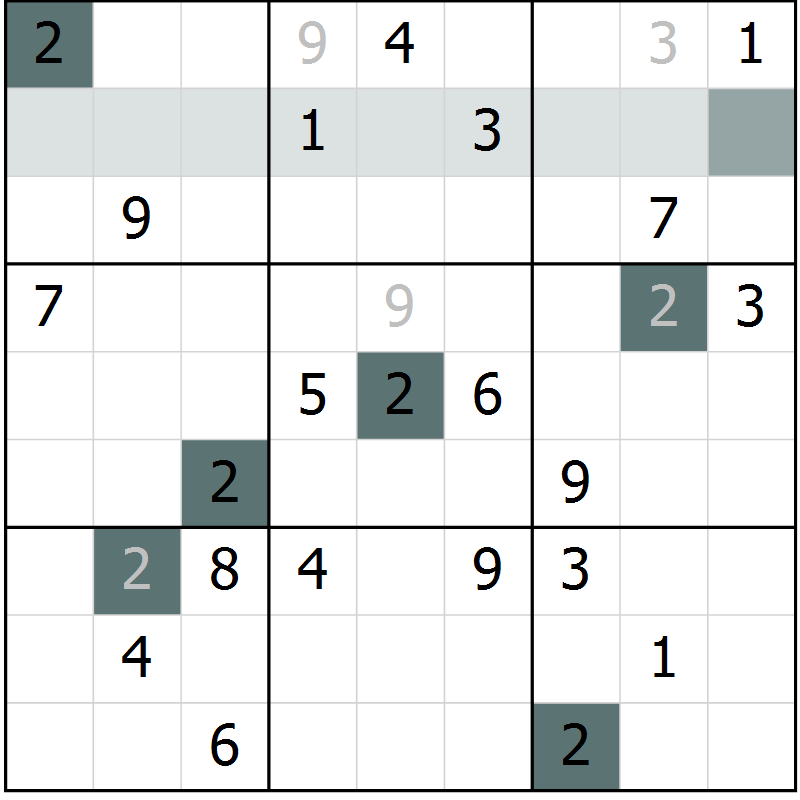 Position des candidats pour la solution de la Gr 51 page 54 du magazine de sudoku Extrême n° 042