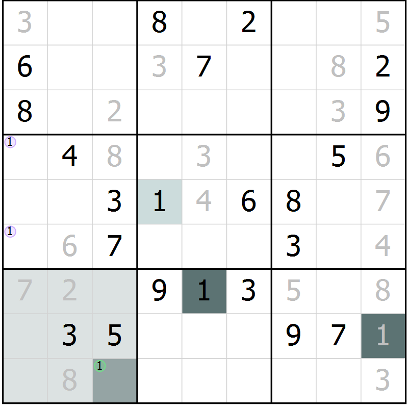 Position des candidats pour la solution de la Gr 52 page 55 du magazine de sudoku Extrême n° 042