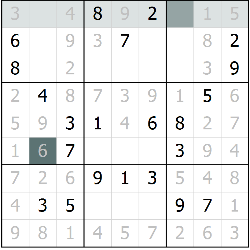 Position des candidats pour la solution de la Gr 52 page 55 du magazine de sudoku Extrême n° 042