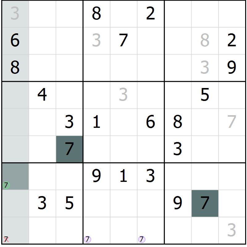 Position des candidats pour la solution de la Gr 52 page 55 du magazine de sudoku Extrême n° 042