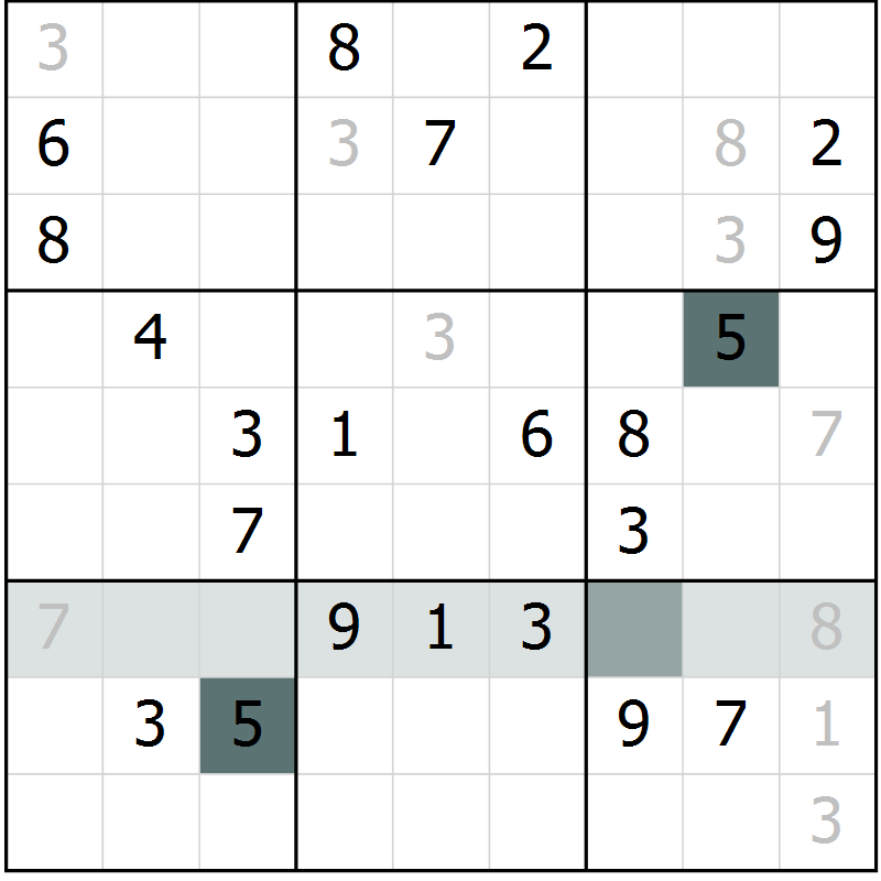 Position des candidats pour la solution de la Gr 52 page 55 du magazine de sudoku Extrême n° 042