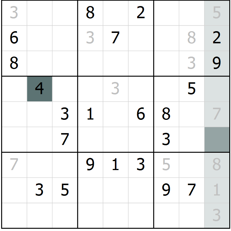 Position des candidats pour la solution de la Gr 52 page 55 du magazine de sudoku Extrême n° 042