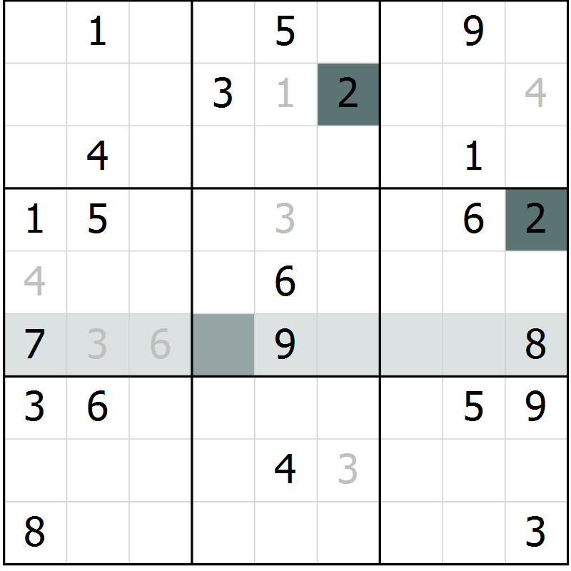 Position des candidats pour la solution de la Gr 53 page 56 du magazine de sudoku Extrême n° 042