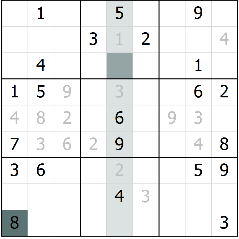 Position des candidats pour la solution de la Gr 53 page 56 du magazine de sudoku Extrême n° 042