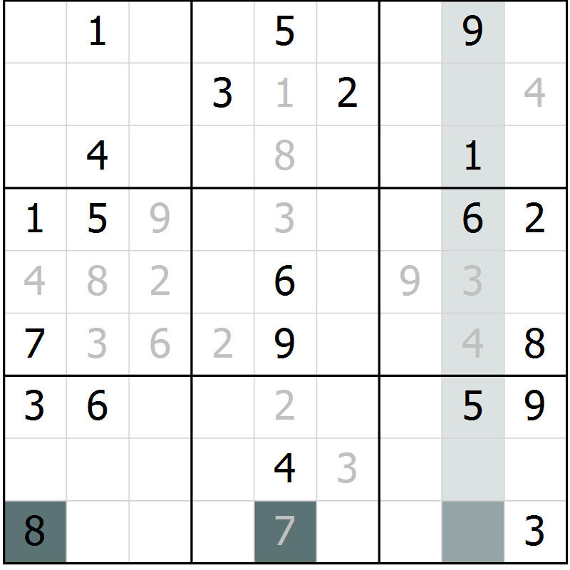 Position des candidats pour la solution de la Gr 53 page 56 du magazine de sudoku Extrême n° 042
