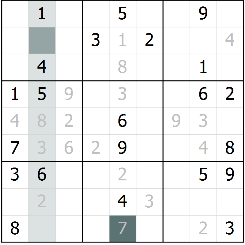Position des candidats pour la solution de la Gr 53 page 56 du magazine de sudoku Extrême n° 042