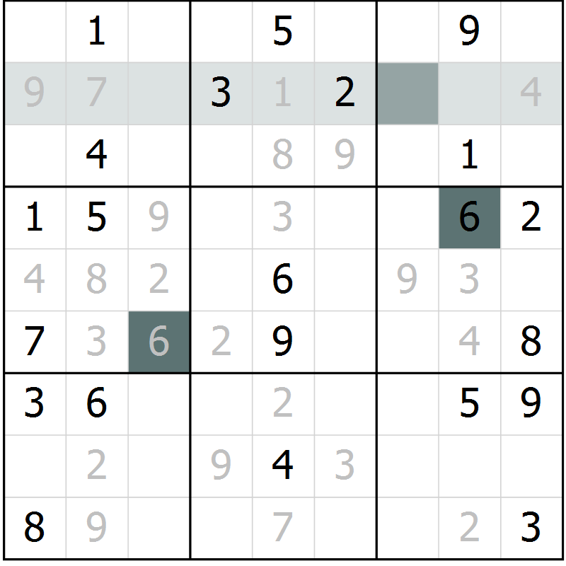 Position des candidats pour la solution de la Gr 53 page 56 du magazine de sudoku Extrême n° 042