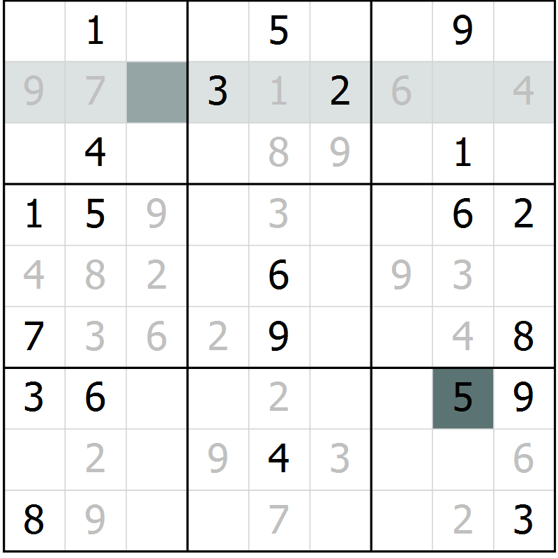 Position des candidats pour la solution de la Gr 53 page 56 du magazine de sudoku Extrême n° 042