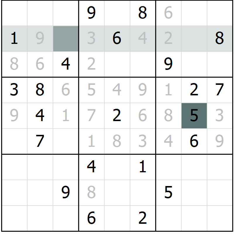 Position des candidats pour la solution de la Gr 54 page 57 du magazine de sudoku Extrême n° 042
