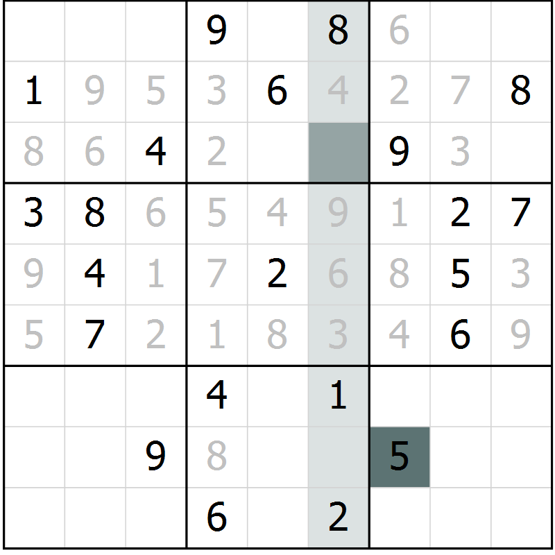 Position des candidats pour la solution de la Gr 54 page 57 du magazine de sudoku Extrême n° 042