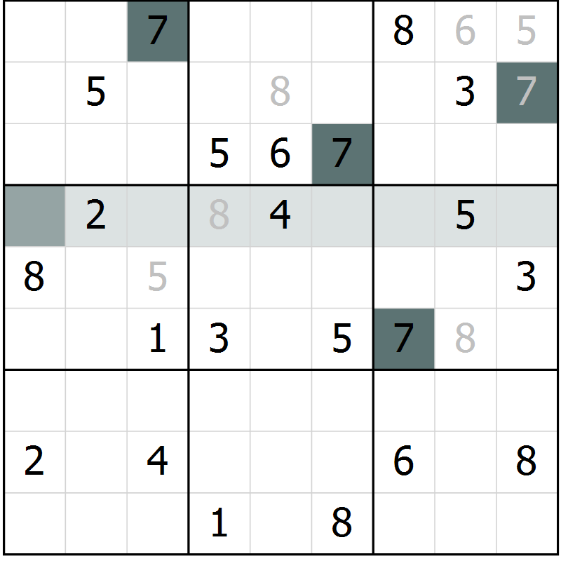 Position des candidats pour la solution de la Gr 55 page 58 du magazine de sudoku Extrême n° 042