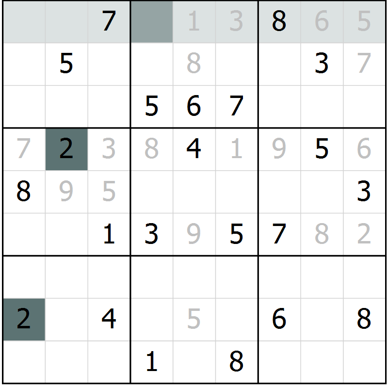 Position des candidats pour la solution de la Gr 55 page 58 du magazine de sudoku Extrême n° 042
