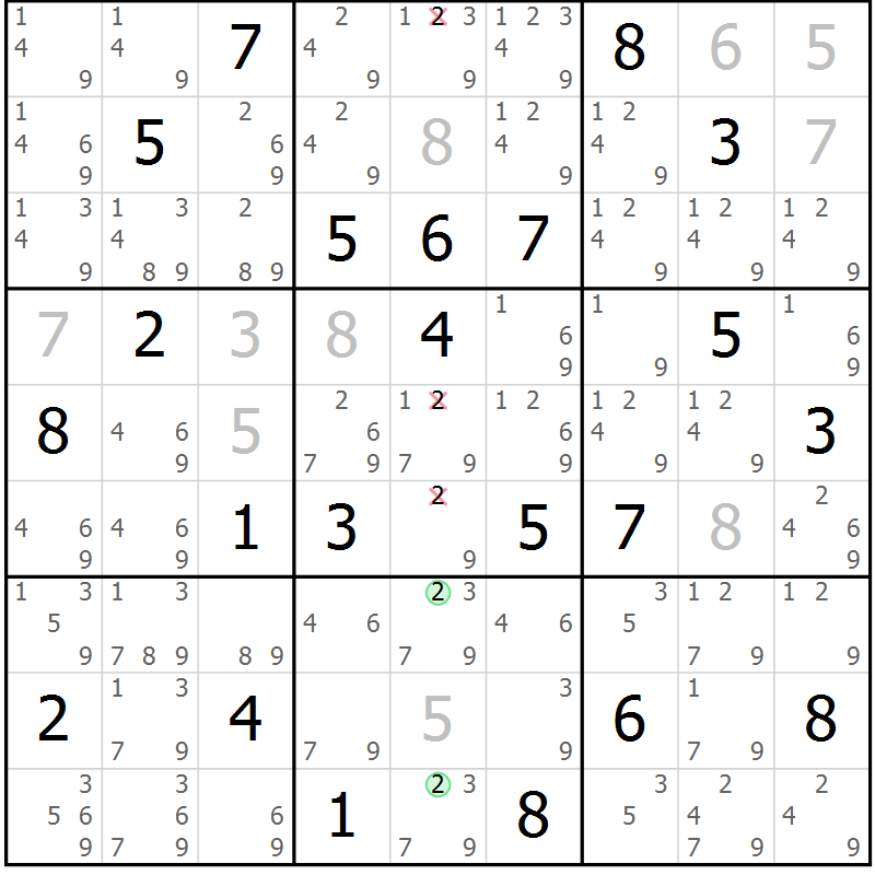 Position des candidats pour la solution de la Gr 55 page 58 du magazine de sudoku Extrême n° 042