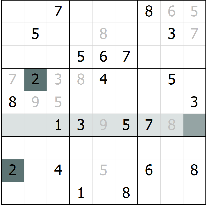 Position des candidats pour la solution de la Gr 55 page 58 du magazine de sudoku Extrême n° 042