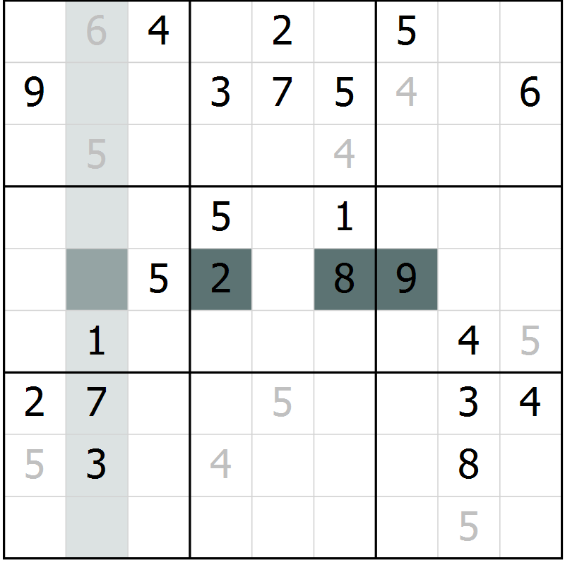 Position des candidats pour la solution de la Gr 56 page 59 du magazine de sudoku Extrême n° 042