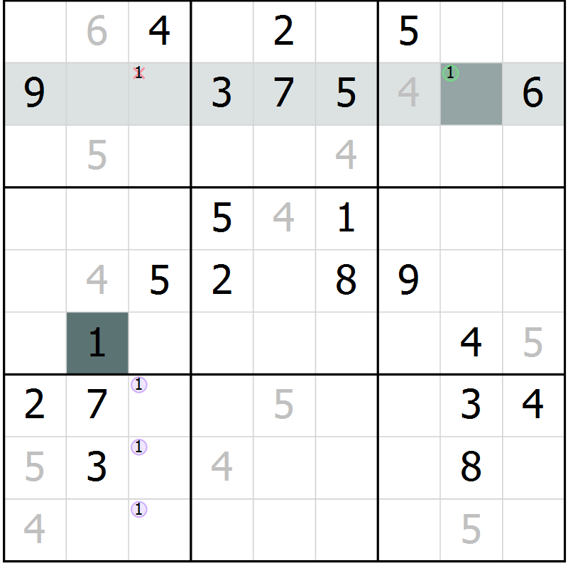 Position des candidats pour la solution de la Gr 56 page 59 du magazine de sudoku Extrême n° 042