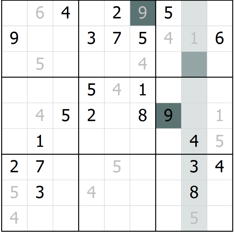 Position des candidats pour la solution de la Gr 56 page 59 du magazine de sudoku Extrême n° 042