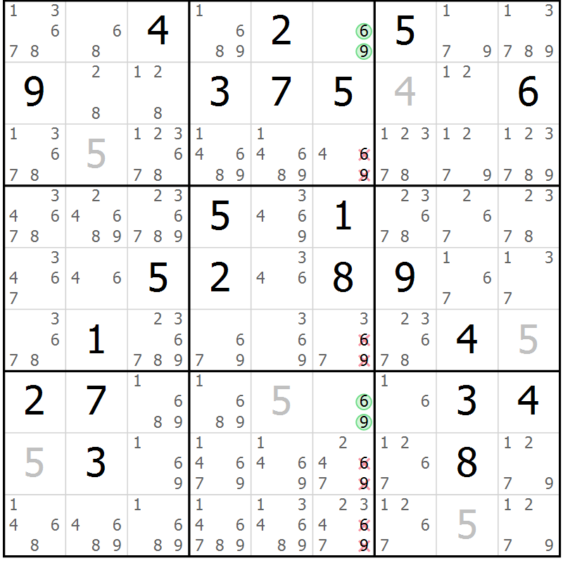 Position des candidats pour la solution de la Gr 56 page 59 du magazine de sudoku Extrême n° 042