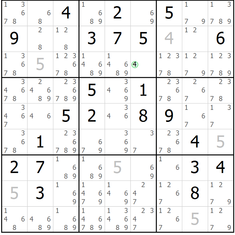 Position des candidats pour la solution de la Gr 56 page 59 du magazine de sudoku Extrême n° 042