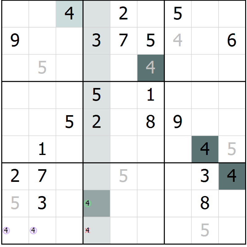 Position des candidats pour la solution de la Gr 56 page 59 du magazine de sudoku Extrême n° 042