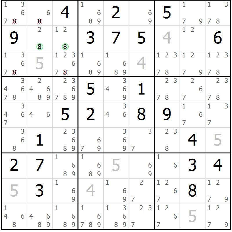 Position des candidats pour la solution de la Gr 56 page 59 du magazine de sudoku Extrême n° 042