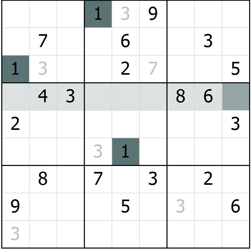 Position des candidats pour la solution de la Gr 57 page 60 du magazine de sudoku Extrême n° 042