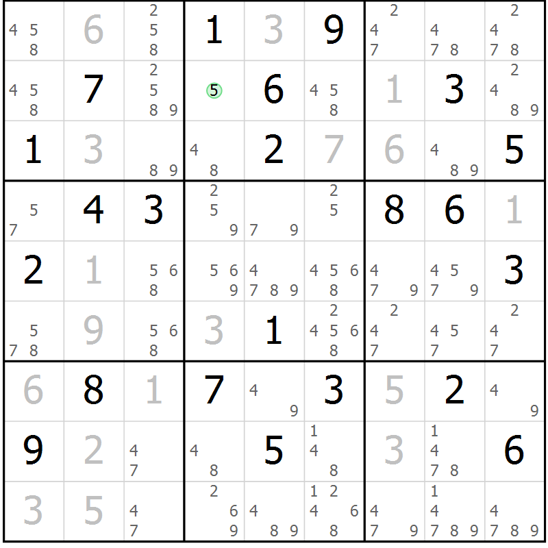 Position des candidats pour la solution de la Gr 57 page 60 du magazine de sudoku Extrême n° 042