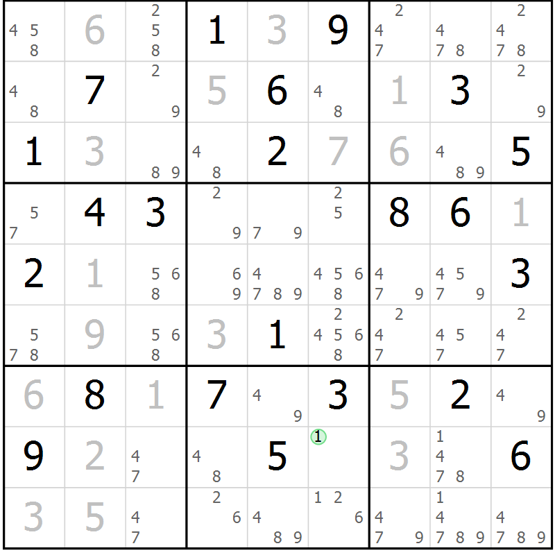 Position des candidats pour la solution de la Gr 57 page 60 du magazine de sudoku Extrême n° 042
