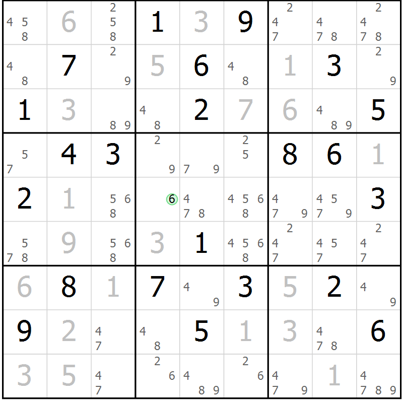Position des candidats pour la solution de la Gr 57 page 60 du magazine de sudoku Extrême n° 042