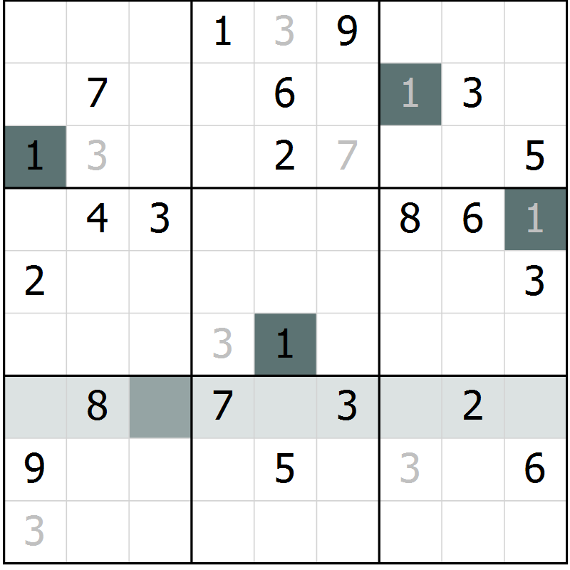 Position des candidats pour la solution de la Gr 57 page 60 du magazine de sudoku Extrême n° 042