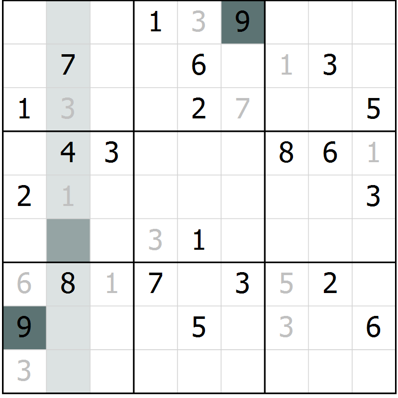 Position des candidats pour la solution de la Gr 57 page 60 du magazine de sudoku Extrême n° 042