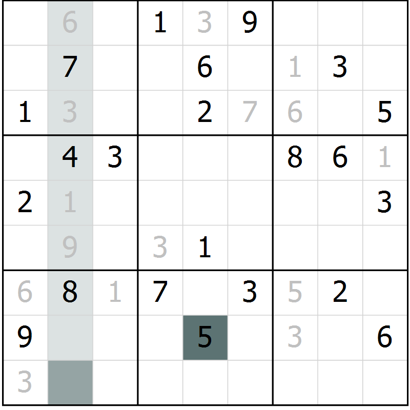 Position des candidats pour la solution de la Gr 57 page 60 du magazine de sudoku Extrême n° 042
