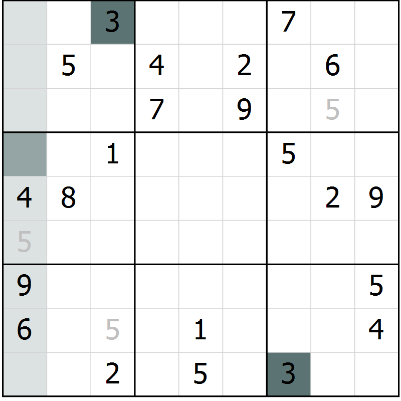 Position des candidats pour la solution de la Gr 58 page 61 du magazine de sudoku Extrême n° 042