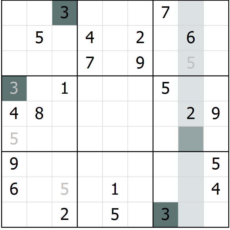 Position des candidats pour la solution de la Gr 58 page 61 du magazine de sudoku Extrême n° 042