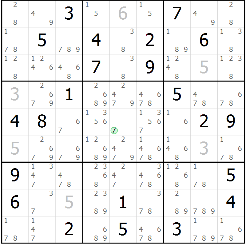 Position des candidats pour la solution de la Gr 58 page 61 du magazine de sudoku Extrême n° 042