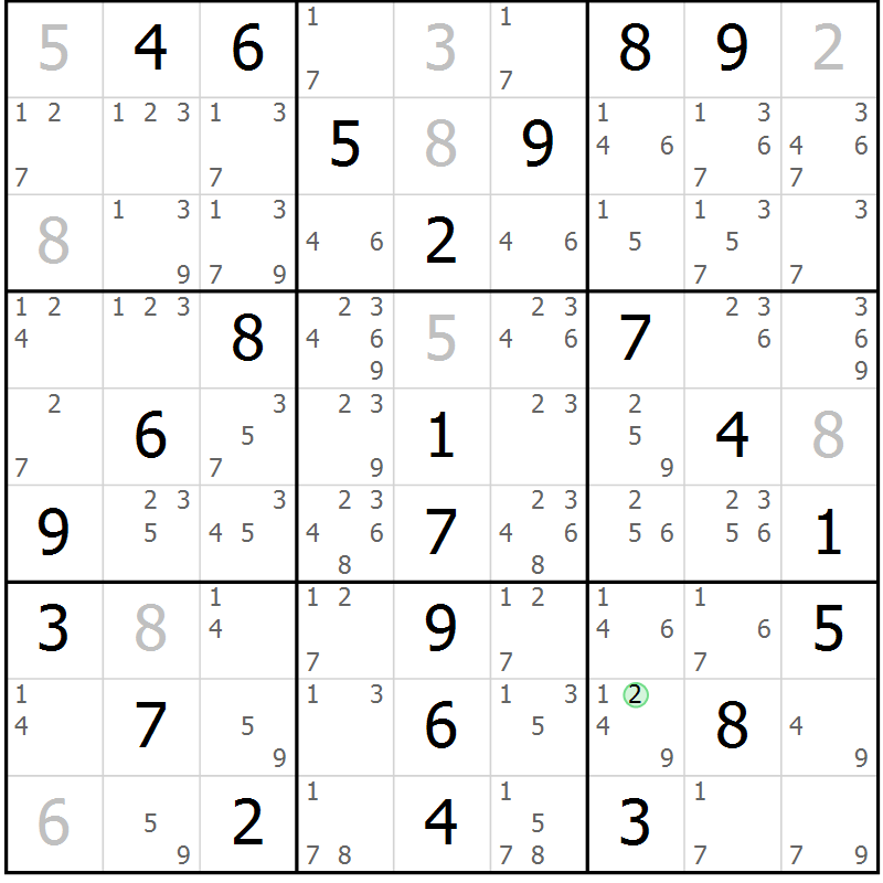 Position des candidats pour la solution de la Gr 59 page 62 du magazine de sudoku Extrême n° 042