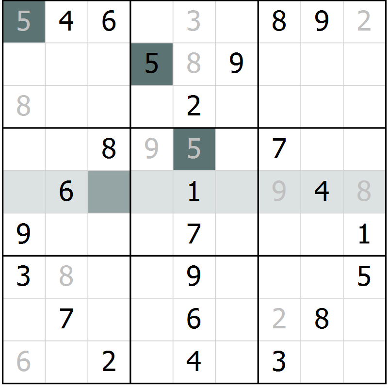 Position des candidats pour la solution de la Gr 59 page 62 du magazine de sudoku Extrême n° 042