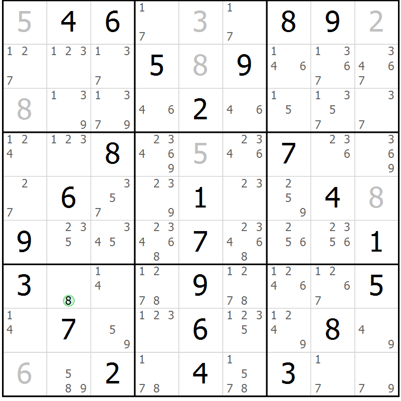 Position des candidats pour la solution de la Gr 59 page 62 du magazine de sudoku Extrême n° 042