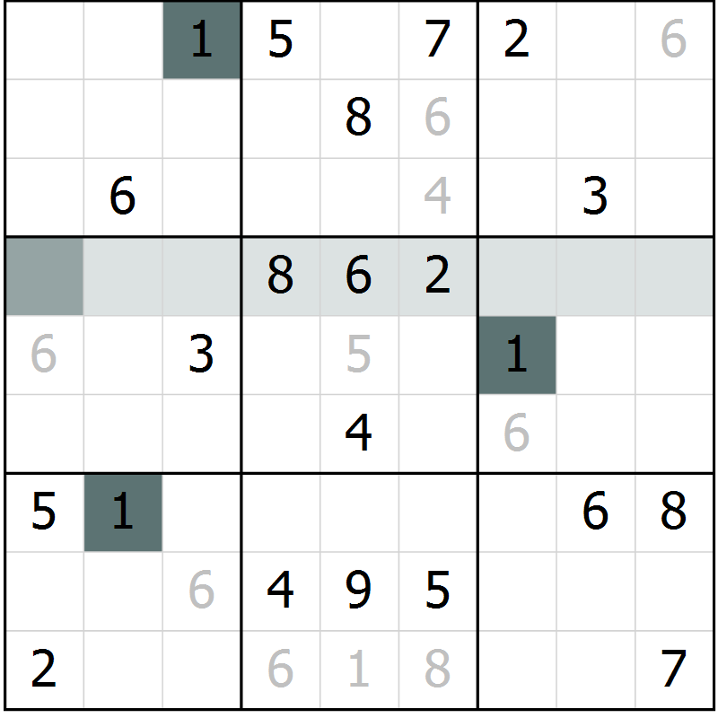 Position des candidats pour la solution de la Gr 6 page 9 du magazine de sudoku Extrême n° 042