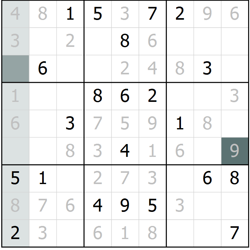 Position des candidats pour la solution de la Gr 6 page 9 du magazine de sudoku Extrême n° 042