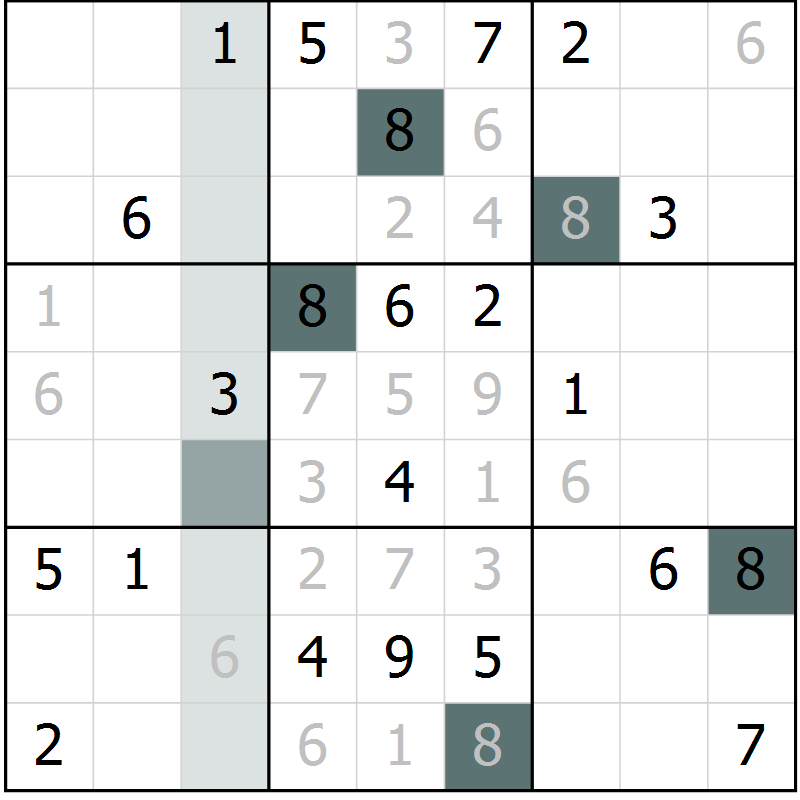 Position des candidats pour la solution de la Gr 6 page 9 du magazine de sudoku Extrême n° 042