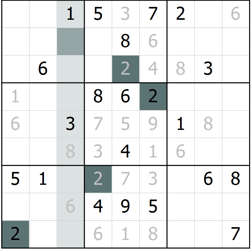 Position des candidats pour la solution de la Gr 6 page 9 du magazine de sudoku Extrême n° 042