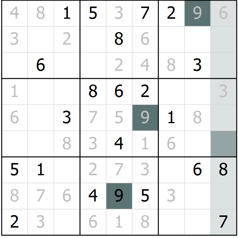 Position des candidats pour la solution de la Gr 6 page 9 du magazine de sudoku Extrême n° 042
