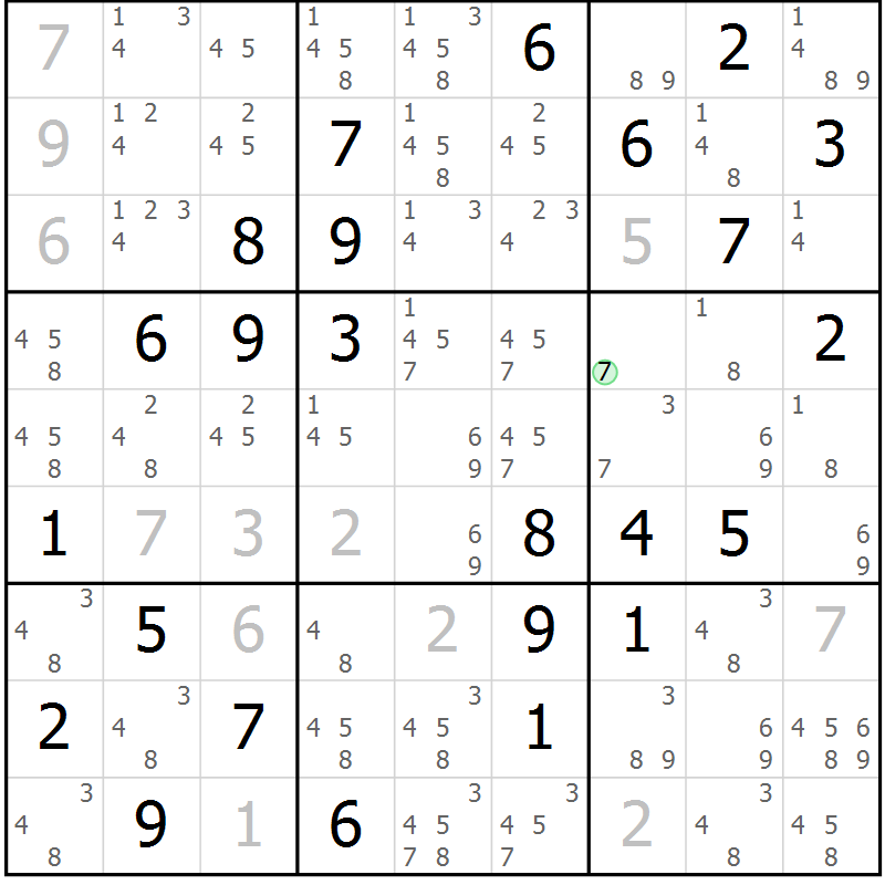 Position des candidats pour la solution de la Gr 60 page 63 du magazine de sudoku Extrême n° 042